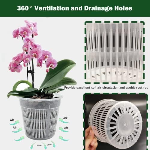Orchid Pots, 12 Pack 4.5in Orchid Pots with Holes, Breathable Slotted Orchids Planter for Small and Medium Sized Orchids(12Pcs 4.5in)