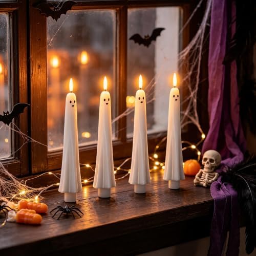 Ghost Flameless LED Taper Candles Battery Operated Remote Timer