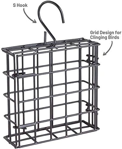 More Birds Suet Cage Bird Feeder, Fruit and Suet Feeder, Single Cake Capacity ,Black