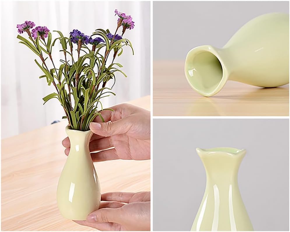 Small Ceramic Bud Vase Flower Vase Decorative Floral Holder(Pink)