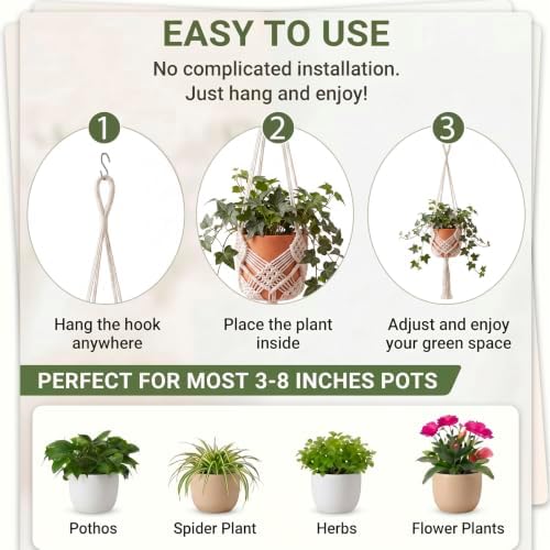 Shappy 1 Pack Boho Macrame Plant Hanger for Indoor