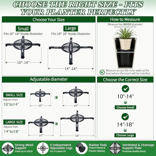 Adjustable Heavy Duty Metal Plant Risers , Fit Round Square Tapered Pots