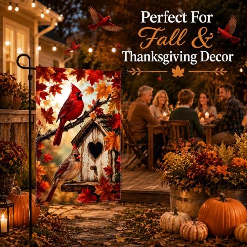 Fall Decor - Cardinal Bird Fall Garden Flag | Thanksgiving Decorations
