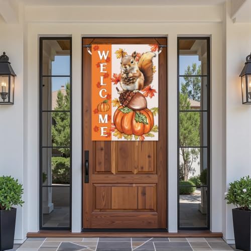 Large Fall Squirrel Garden Flag 28x40 Inch Welcome Autumn Yard Flags