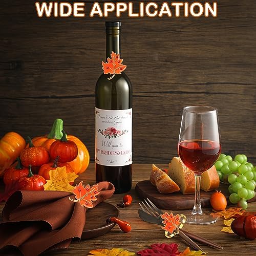 EBoot 16 Pcs Fall Thanksgiving Napkin Ring Set, Lovely Maple, Metal
