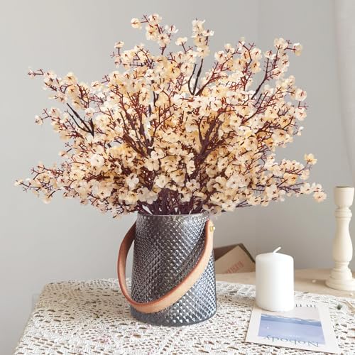 5 Pcs Fake Flowers, Real Touch Babys Breath Artificial Flowers, Champagne