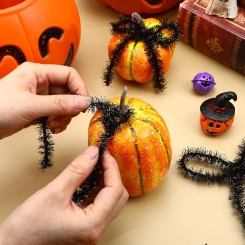 MARFOREVER 40 Yards Black Tinsel Ribbons Halloween Mini Twist Garlands
