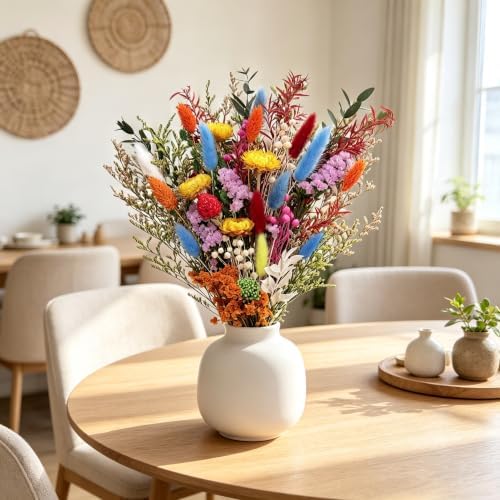 Umero Dried Flower Bouquet -17in Boho Vibrant Mixed Wildflowers for Vase