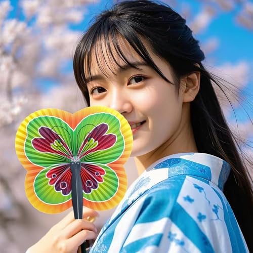 12 Pieces Butterfly Paper Fans