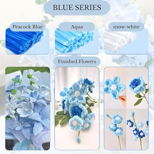 Pipe Cleaner Flower Kit, 1000 PCS Chenille Stems in 10 Colors with Tools