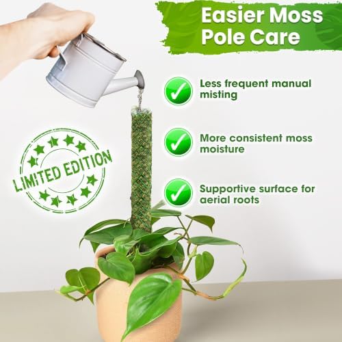 DUSPRO Self-Watering Natural Green Forest Moss Pole, 2pcs 23''