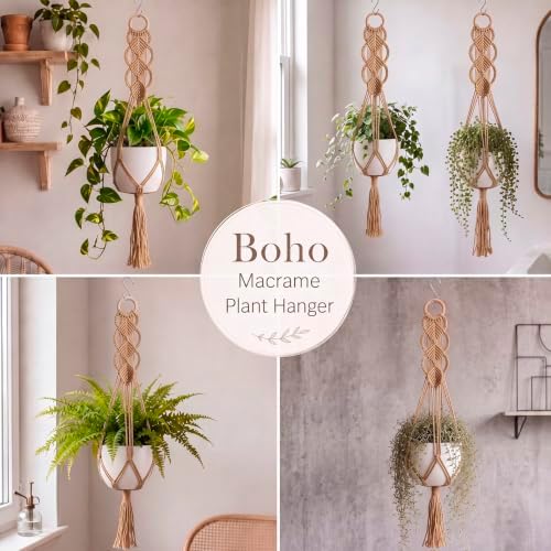 Shappy 2 Pack Boho Macrame Plant Hanger for Indoor