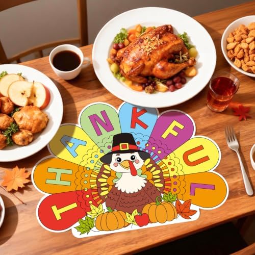 12 PCS Thanksgiving Coloring Placemats Turkey Thanksgiving Paper Placemats