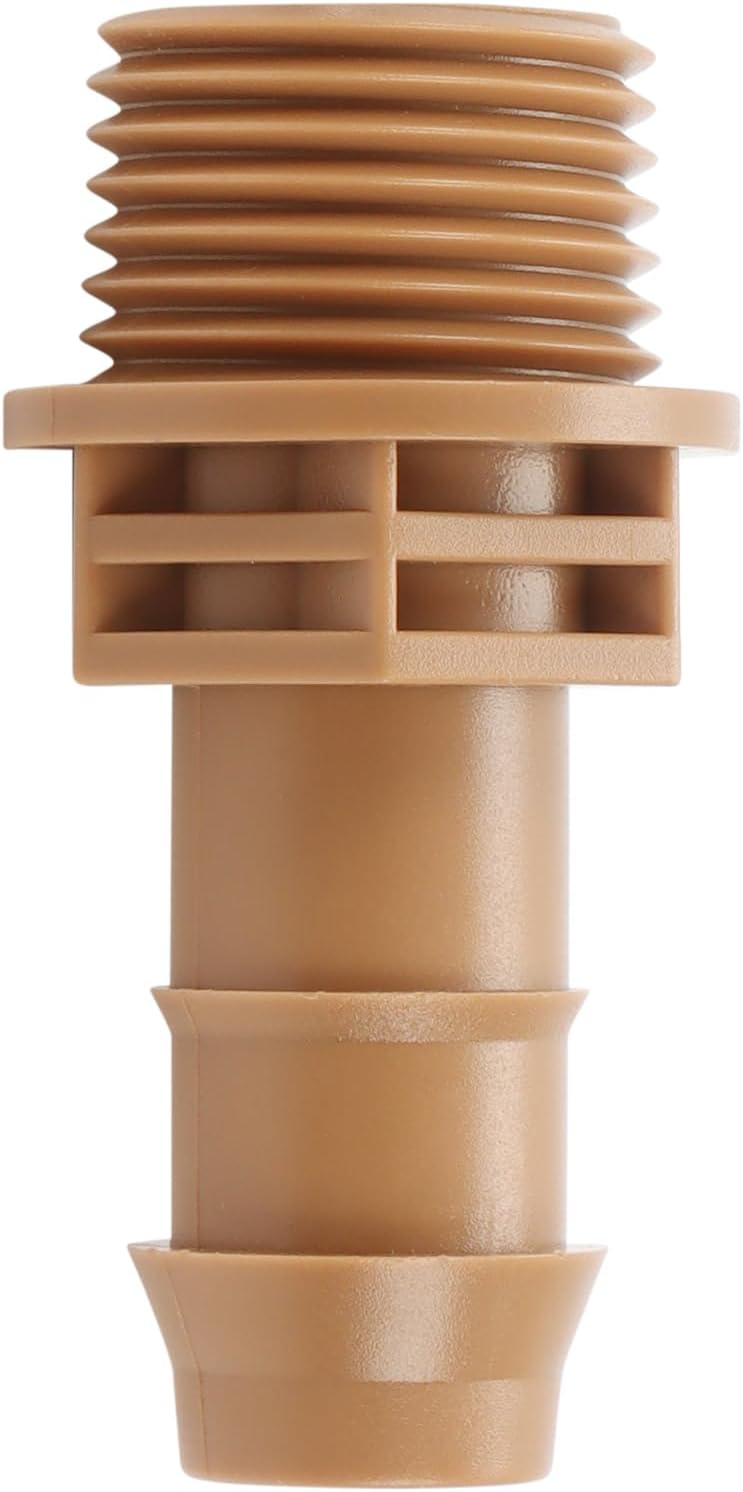 RedChili 1/2 Inch Drip Irrigation Fitting To 1/2 Inch Male Hose Threaded Adapter, 10 Pack PVC To Drip Irrigation Coupling Adapter With 1/2" Male Pipe Thread(MPT) x 1/2" Barbed Connectors