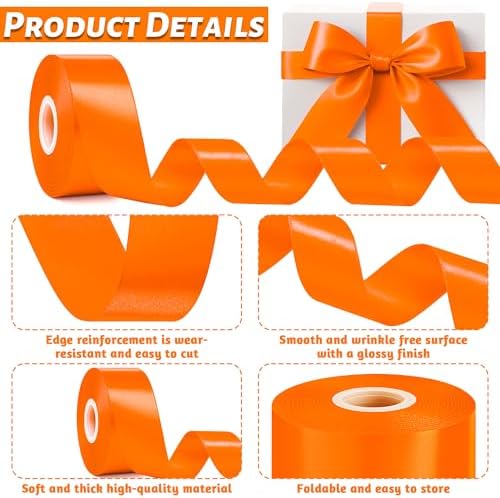 1 1/2 in 30 Yards Orange Ribbon for Gift Wrapping Thanksgiving Halloween