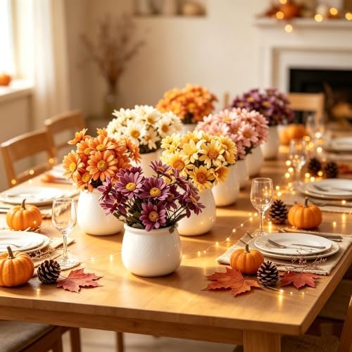 6PCS Artificial Sunflower with Large Ceramic Pot – Fall Floral Arrangement