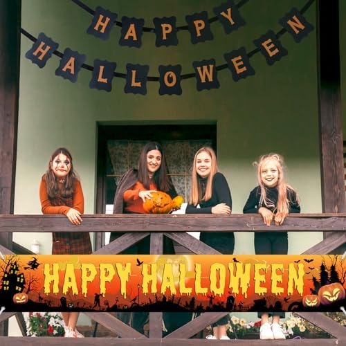 Happy Halloween Banners For Outside - Large 120x20 Inches