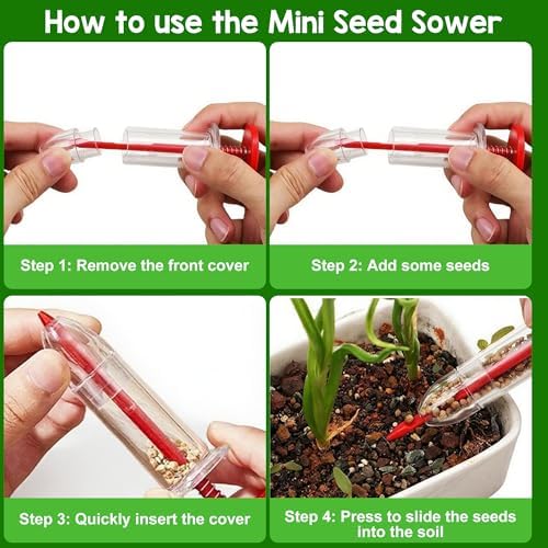 7 Pcs Seed Spreader Set, 2025 Upgraded Mini Seed Dispenser, Garden Seed Planter Tool, Hand Held Seed Spreader for Manual Gardening with 12-Hole Dibber, Multifunctional Spacer Gardening Tools