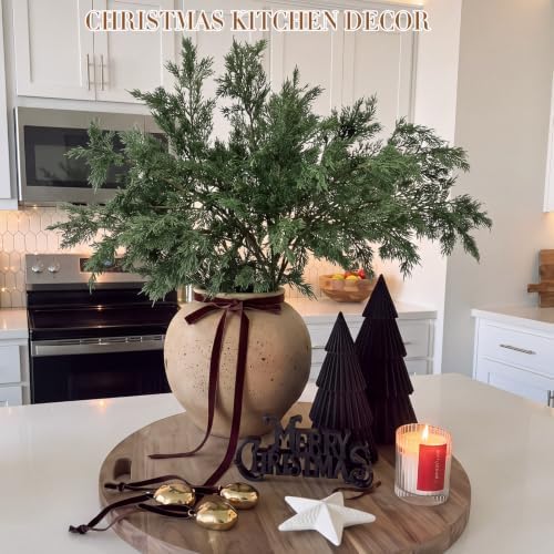 Wavwavw 6 Pcs 25.5'' Greenery Christmas Artificial Winter Cedar Pine Stems
