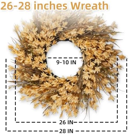 26-28" Large Outdoor Fall Wreath for Front Door with Yellow Forsythia/Berry