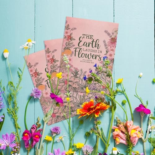 The Earth Laughs in Flowers | Beautiful Illustrated Flower Design Art and Quote | Environmental Favor | Pollinator