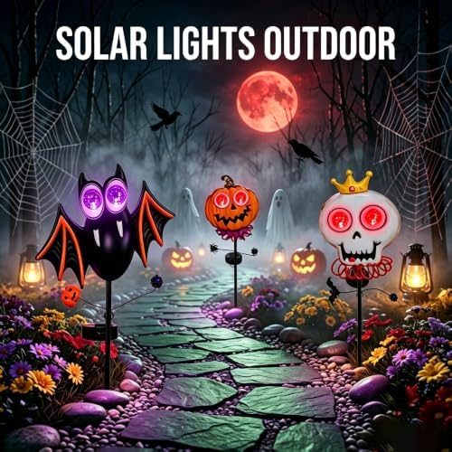 Solar Halloween Skull Garden Stake Light, Spooky Halloween Decorations