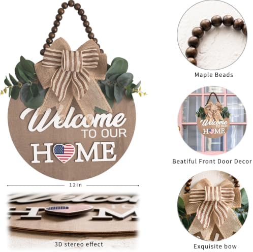 Welcome Sign for Front Door 12 in Wreath Decorations for All Seasons