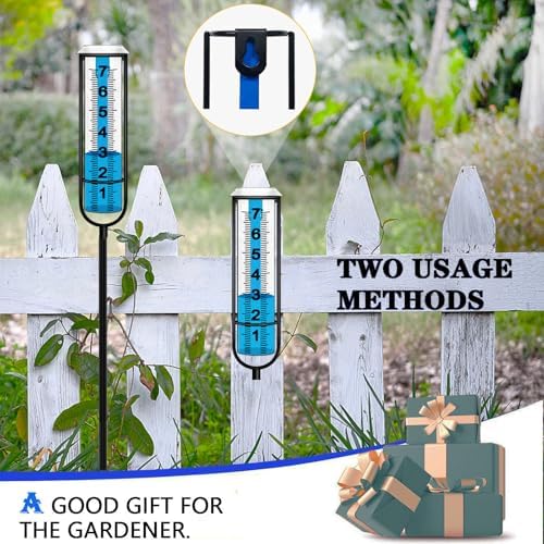 Rain Gauge, Freeze Proof Rain Gauge Outdoor with Stake, Upgrade Water Rain Meter, Rain Measure Gauge for Yard, Adjustable Rain Gauges Outdoors Best Rated, Detachable Rain Gauge for Lawn,Garden
