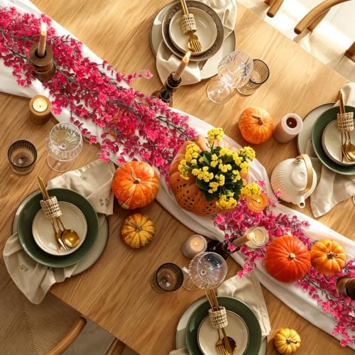 RECUTMS 3Pcs Artificial Eucalyptus Garland Fall Fake Vine Plant with Flower