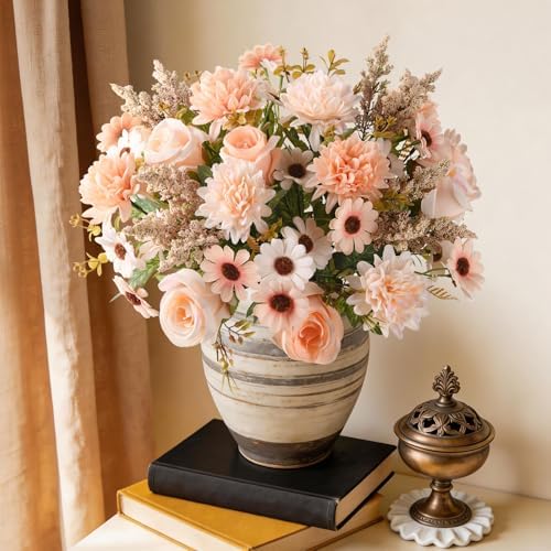 Homsunny Artificial Fake Fall Flowers for Outdoor Indoor Decoration