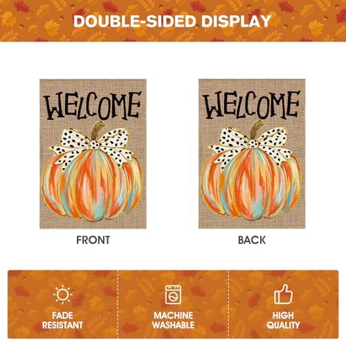 AVOIN colorlife Welcome Fall House Flag 28x40 Inch Double Sided Outside