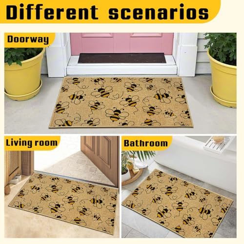 Bee Doormat Outdoor Entrance Funny Front Door Mat Welcome Bee Outside Rug