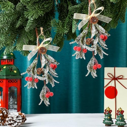 Giegxin 1 Piece Christmas Mistletoe Ornament,Gold Style,Gold