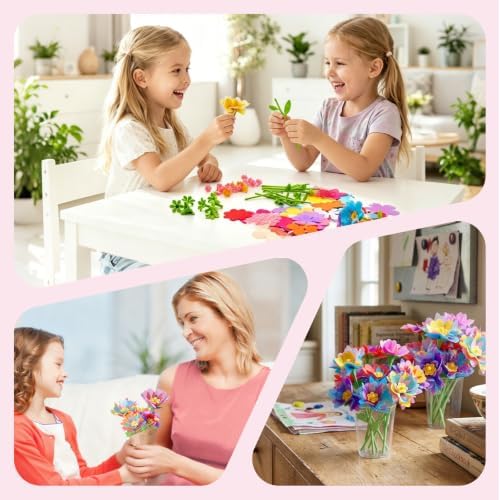 RISUNTOY Flower Making Kit for Kids with 210 Pieces Create 30 Unique Fabric Flowers | DIY Craft Kit for Ages 3+ | STEM Toys for Creative Fun