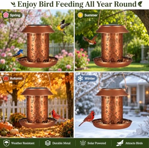 Sunflower Solar Bird Feeder Outdoor Waterproof Hanging Garden Decor