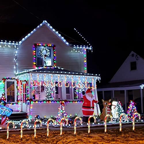 10" Candy Cane Pathway Lights, 10-Pack Christmas Stake Lights for Outdoor