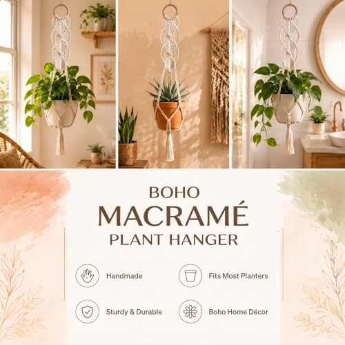 Shappy 2 Pack Boho Macrame Plant Hanger for Indoor