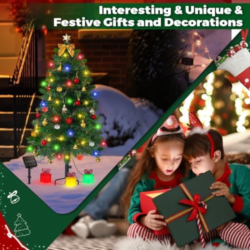 Christmas Tree Solar Lights, Outdoor Decorations, 2 Pack