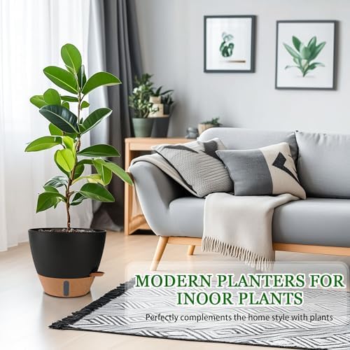 2 Pack 10 inch Plant Pots, Plastic Self Watering Planters