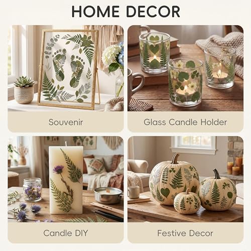 LUXEEASE 84P Dried Pressed Leaves, Earthy Green