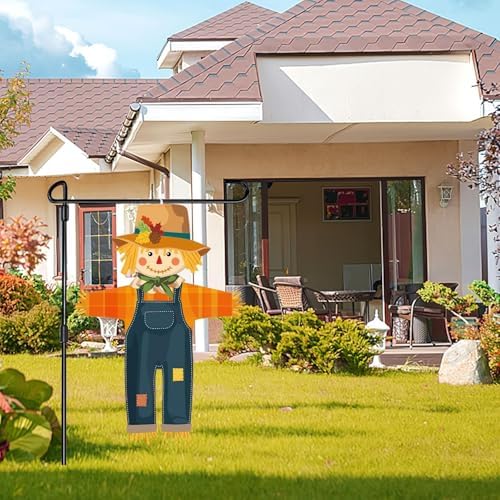 NOVWANG Fall Scarecrow Garden Flag, 26.8 x 19.7 Inch Double Sided Outdoor Yard Banner Seasonal Fall Decor for Garden Porch Lawn Patio