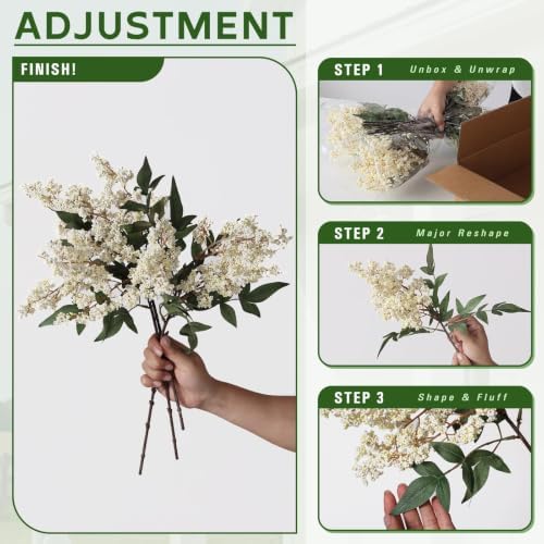 6Pcs 17" Lifelike Artificial Nandina Berry Stems for Vase Decor(Beige)