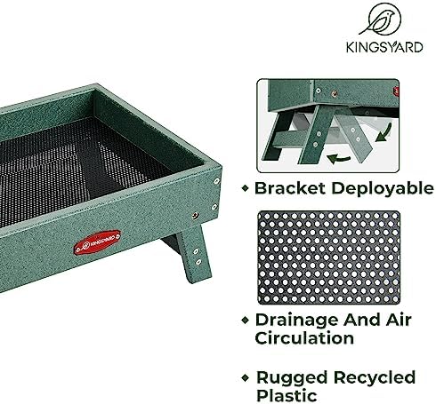 Kingsyard Ground Bird Feeder, Elevated Tray with Recycled Poly Lumber