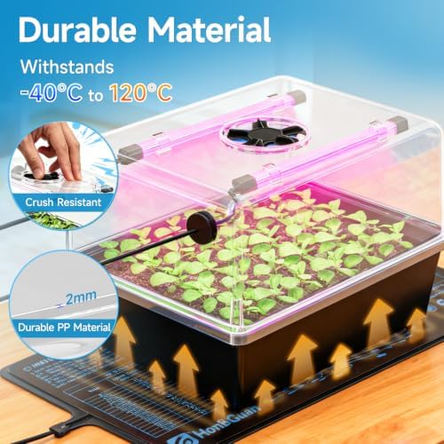 Hon&Guan 2 Pack Self Watering Seed Starter Trays with Growing Lights