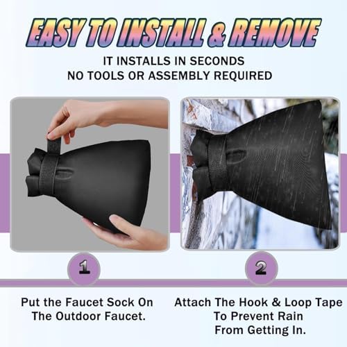 Outdoor Faucet Covers for Winter, 15" W x 35" H Outside Yard Hydrant Protector Socks Winter, Insulated Hose Bib Protector Cover, Spigot Pipe Cover Freeze Protection