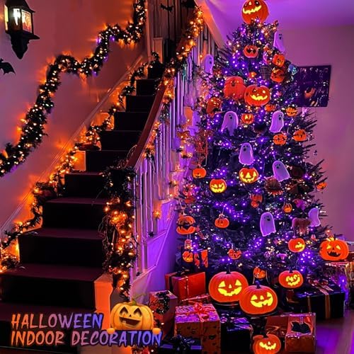 JMEXSUSS 200 LED Orange Purple Halloween Lights for Halloween Decor