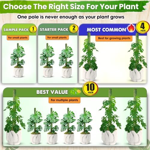 DUSPRO 2 Pack 22" White Stackable Mesh Moss Pole for Plants