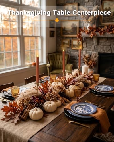 Homemory 9.6 Inch Real Wax Flameless Taper Candles, Terracotta LED Candlesticks 6 Pcs with 3D Flame Remote and Timer, Battery Operated for Thanksgiving Mother's Day Teacher Appreciation Gifts