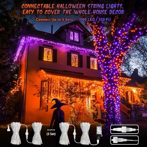 JMEXSUSS 200 LED Orange Purple Halloween Lights for Halloween Decor