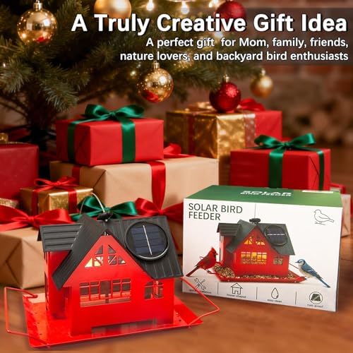 Solar Bird Feeders for Outdoors Hanging, Heavy-Duty All-Metal